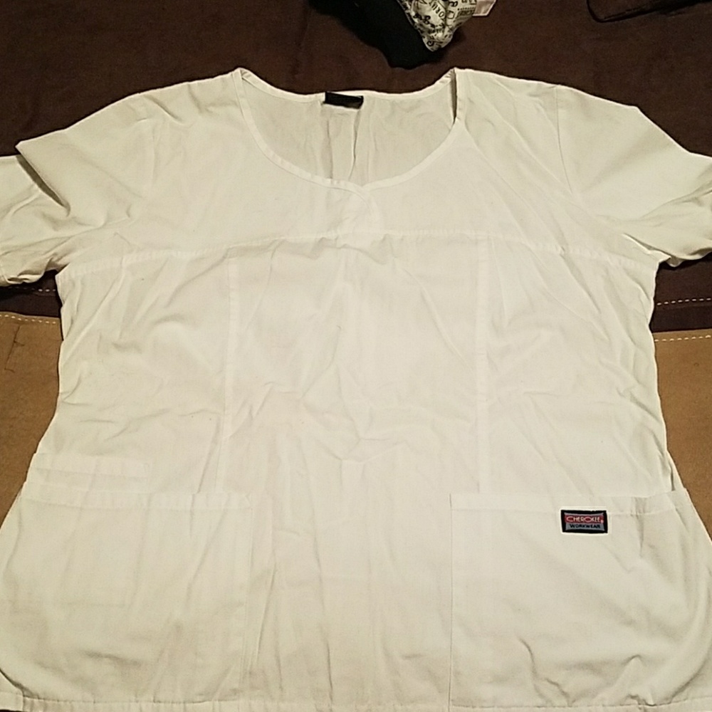 White scrub top